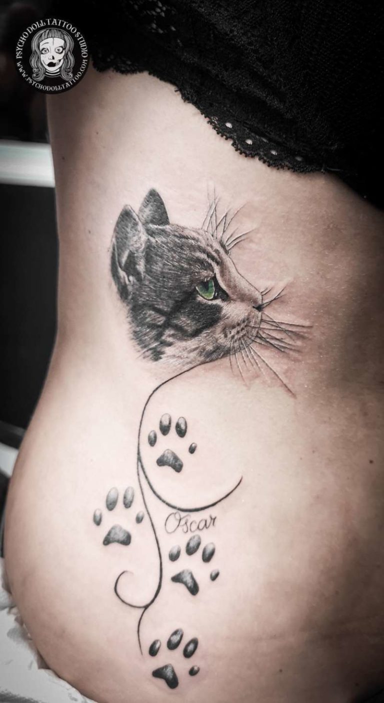 tatuaje gato retrato realismo