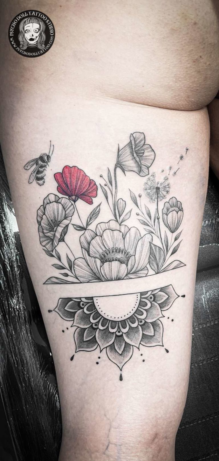 tatuaje mandala flores