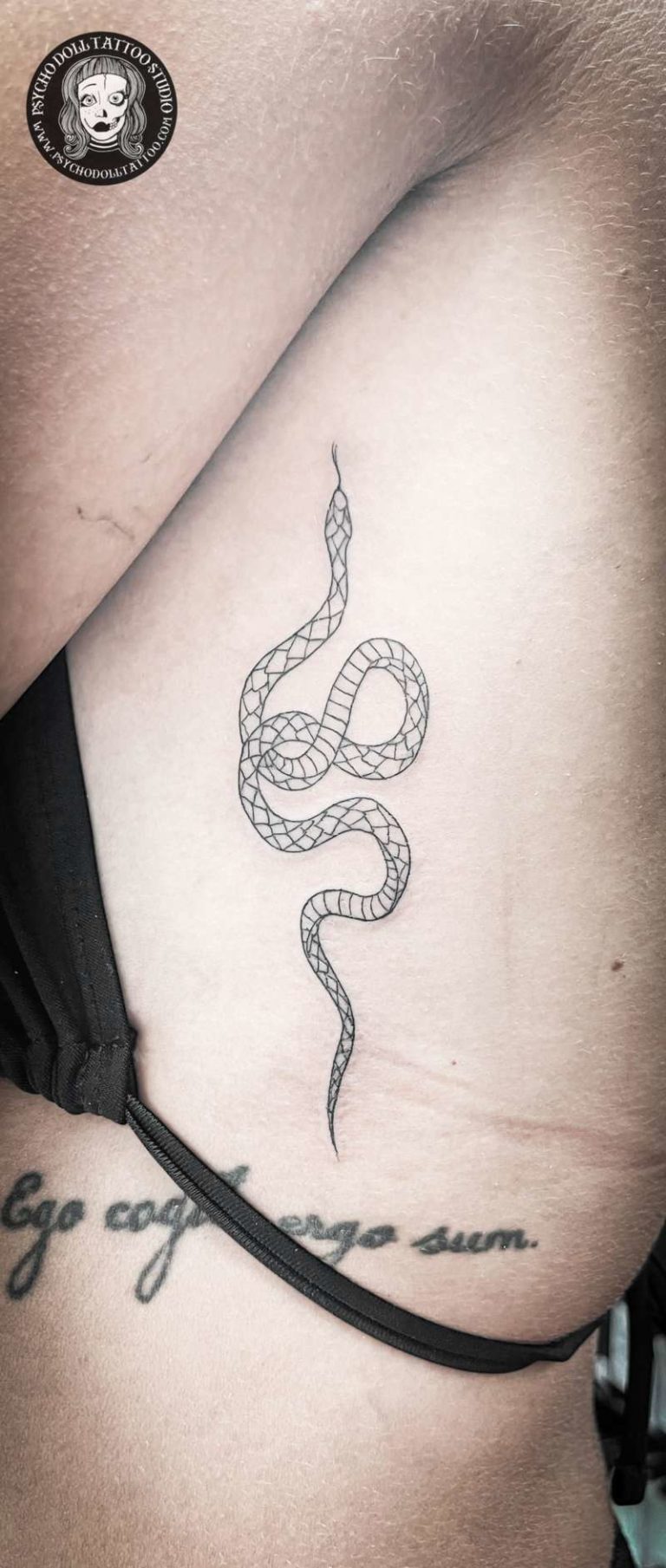 tatuaje linea fina serpiente