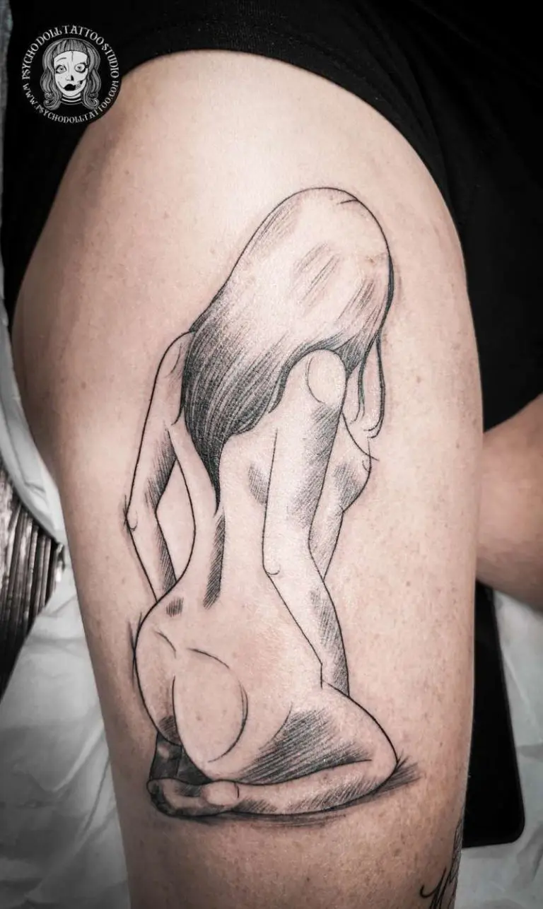 naked woman tattoo fine line naked woman tattoo fine line