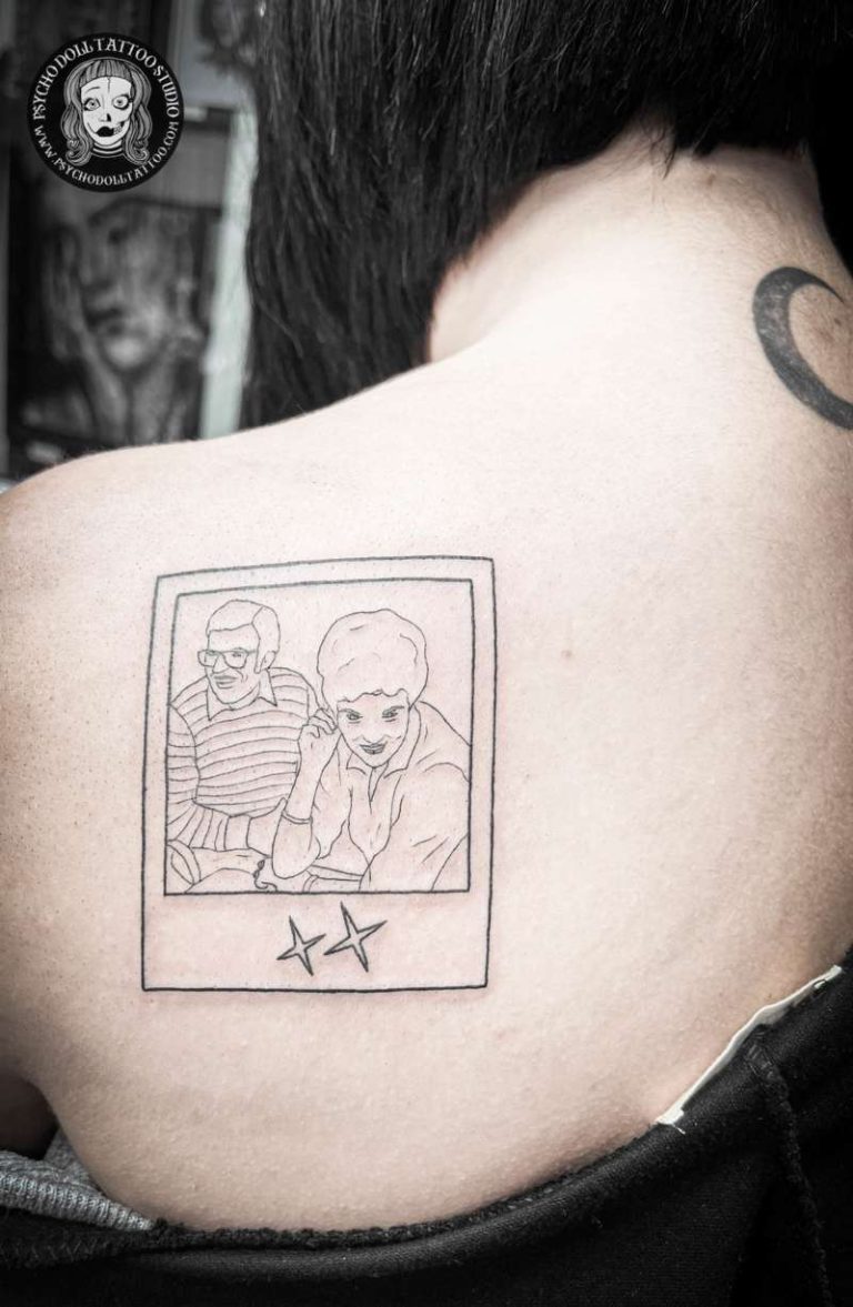 retrato lineal abuelos tatuaje