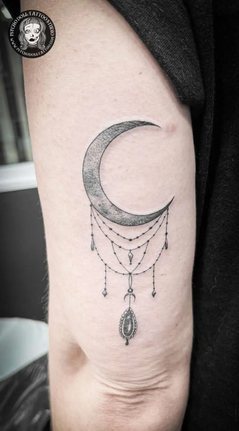 moon with decorations tattoo moon tattoo