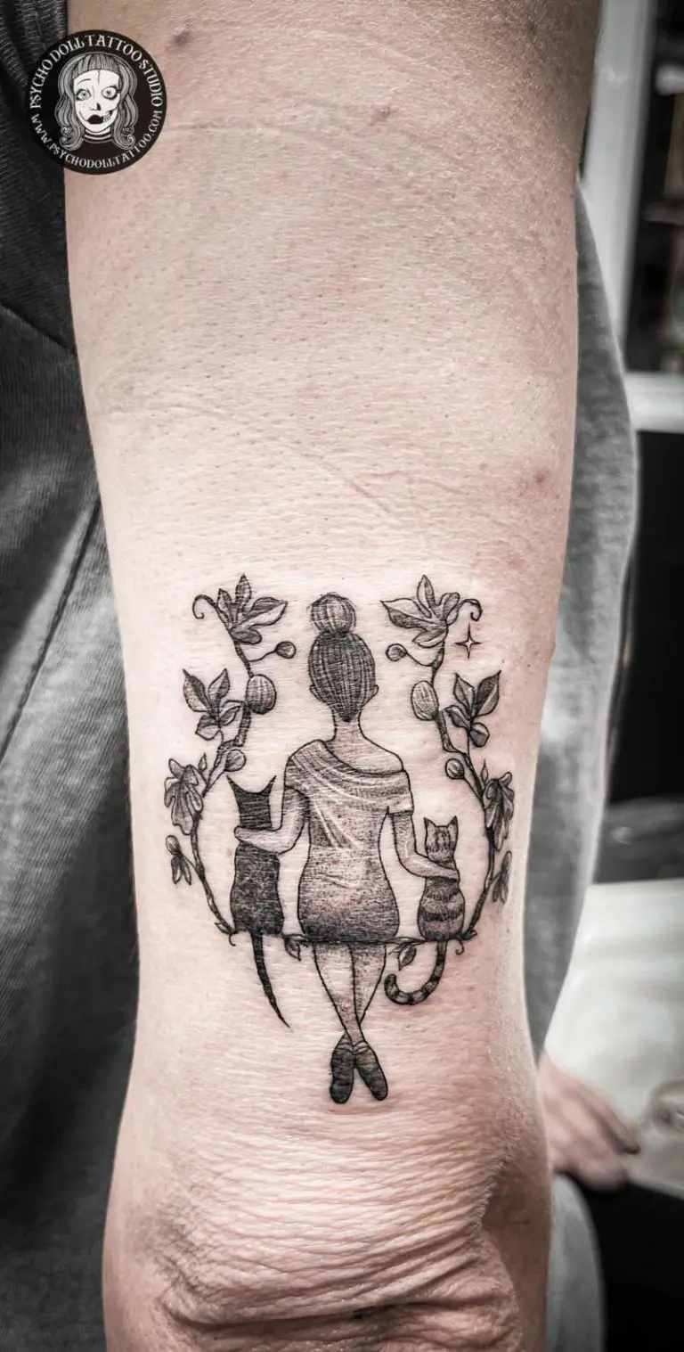 woman with cat and dog tattoo woman with cat and dog tattoo