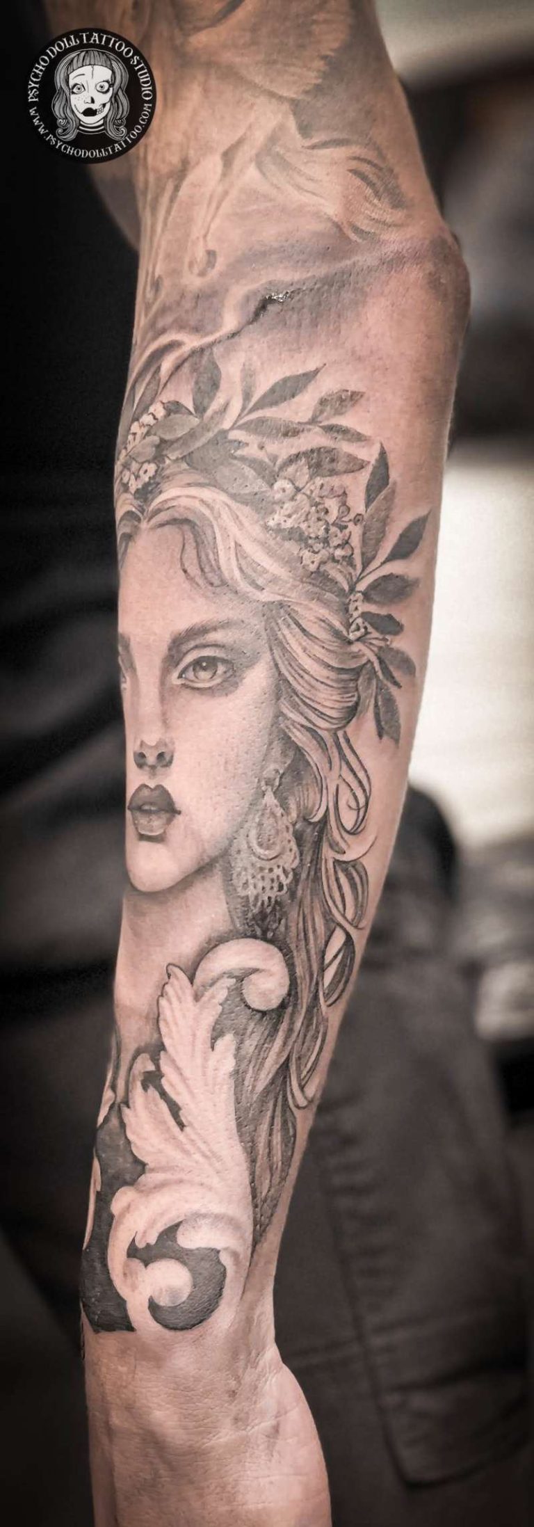 Griekse godin-tatoeage