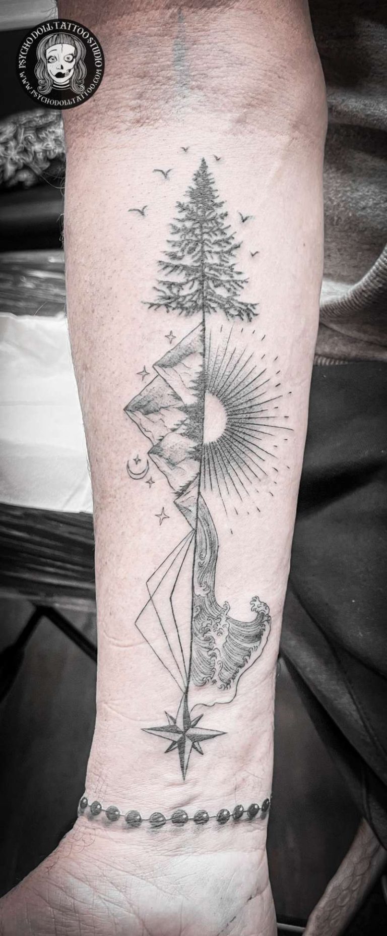 Tattoo with different landscapes