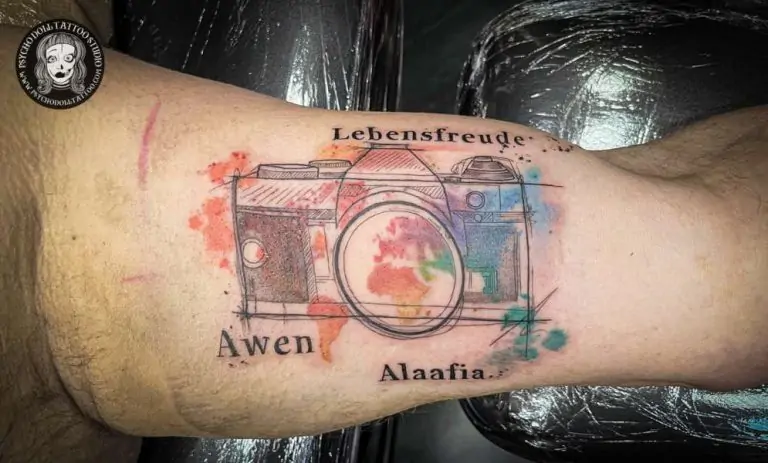 kamera foto tetovaža akvarel